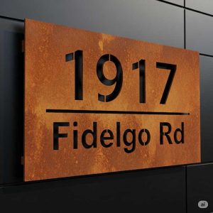 Custom Corten steel address sign