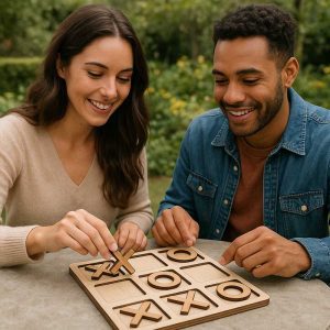 Laser-Cut Wooden Tic-Tac-Toe Game