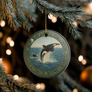 Orca Ceramic Christmas Ornament, Whale Decoration
