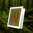 Cinnamon Queen Hen greeting card – William Morris style poultry illustration on blank A7 card with envelope