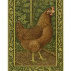Cinnamon Queen Hen greeting card – William Morris style poultry illustration on blank A7 card with envelope