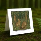 Cottontails of Whidbey Island greeting card – William Morris style rabbit illustration on blank square card with envelope