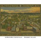 Downtown Coupeville Whidbey Island greeting card – William Morris style historic town illustration on blank A7 card with envelope