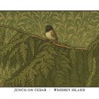 Junco on Cedar Whidbey Island greeting card – William Morris style bird illustration on blank A7 card with envelope
