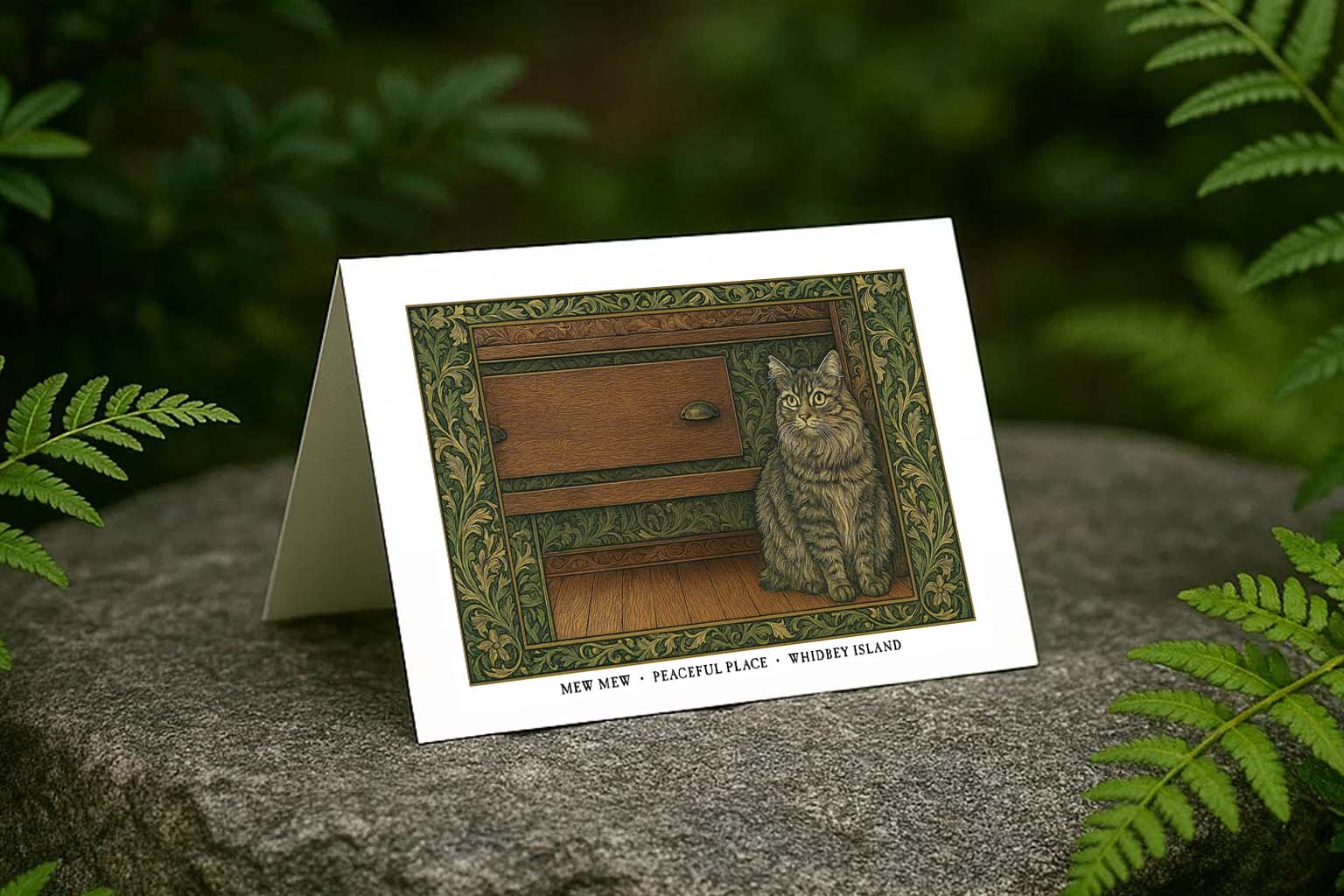 MewMew William Morris Style Cat Illustration