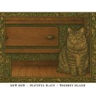 Mew Mew the cat greeting card – William Morris style pet portrait illustration on blank A7 card with envelope
