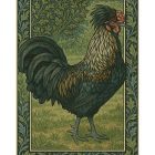 Barnyard Rooster greeting card – William Morris style farm animal illustration on blank A7 card with envelope
